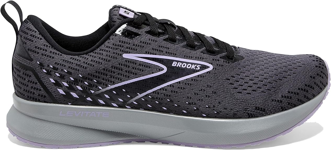 Women's Brooks Levitate 5, Ebony/Black/Lilac, 10.5 B Medium