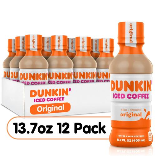 (12 Bottles) Dunkin' Donuts Iced Coffee Drink, Original, 13.7 fl oz
