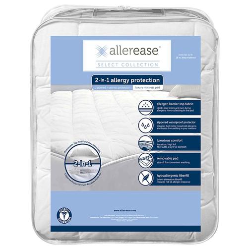 AllerEase Allergy Relief 2-in-1 Zippered Mattress Pad, Twin