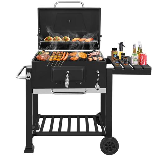 AEDILYS 25 inch Charcoal Grill Outdoor Smoker with Side Tables, for BBQ