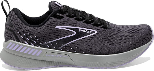 Women's Brooks Levitate GTS 5, Ebony/Black/Lilac, 9 B Medium