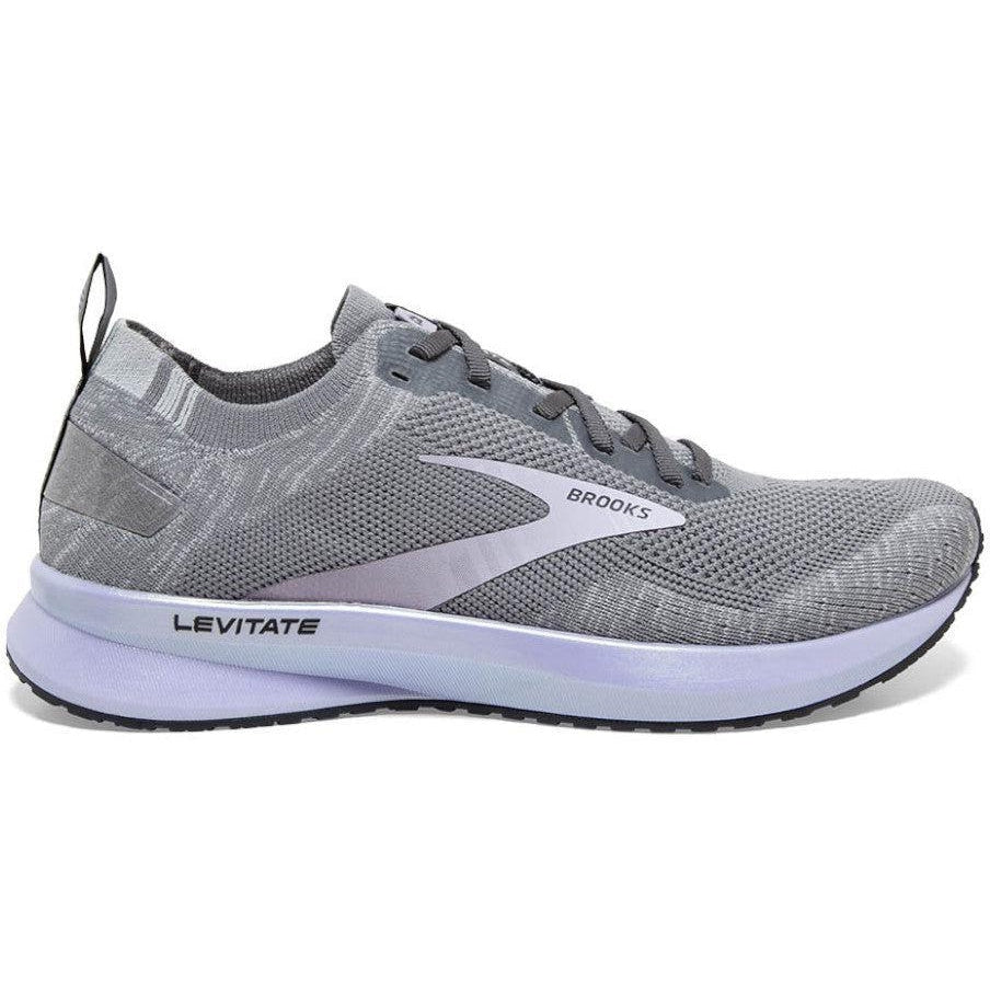 Women's Brooks Levitate 4, Grey/Blackened Pearl/Purple, 11 B Medium