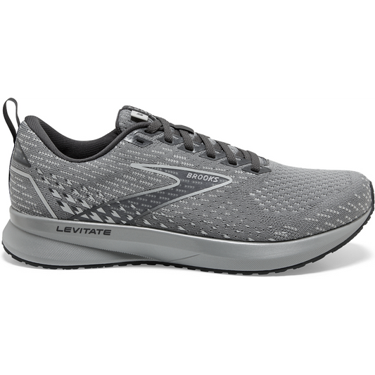 Women's Brooks Levitate 5, Grey/Oyster/Blackened Pearl, 6.5 B Medium