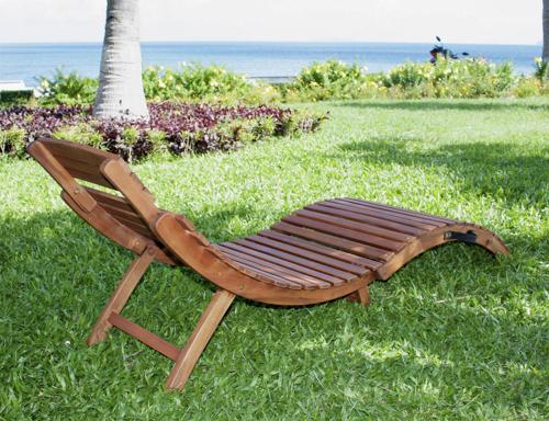 5.75' Solid Wooden Brown Indoor and Outdoor Home Furniture Collections Curved Folding Chaise Lounger